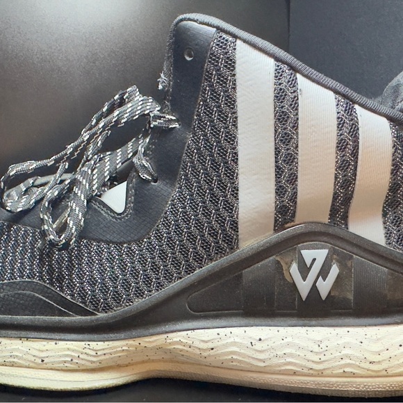 Adidas Men's Black and White John Wall Basketball Sneakers - Picture 4 of 8